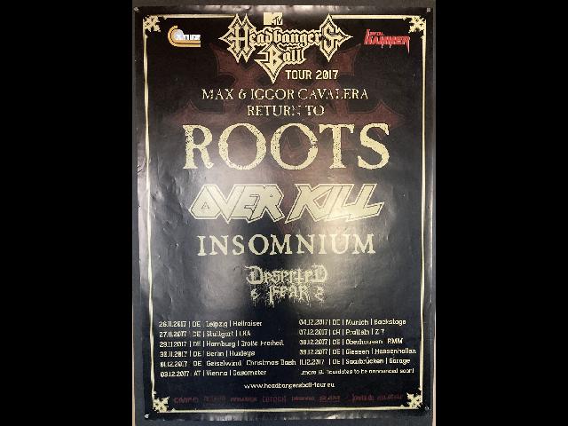 Sepultura Original Tour Poster Return To Roots Tour 2017 59x84cm Overkill